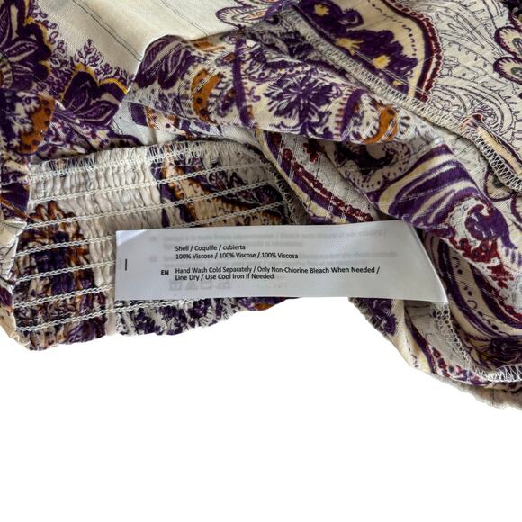 Band of the Free Mirabelle Cream Purple Paisley Boho Lace Crop Top Blouse Small - Picture 6 of 10